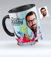 Kişiye Özel Bay Kimya Mühendisi Karikatürlü Siyah Kupa Bardak - 1