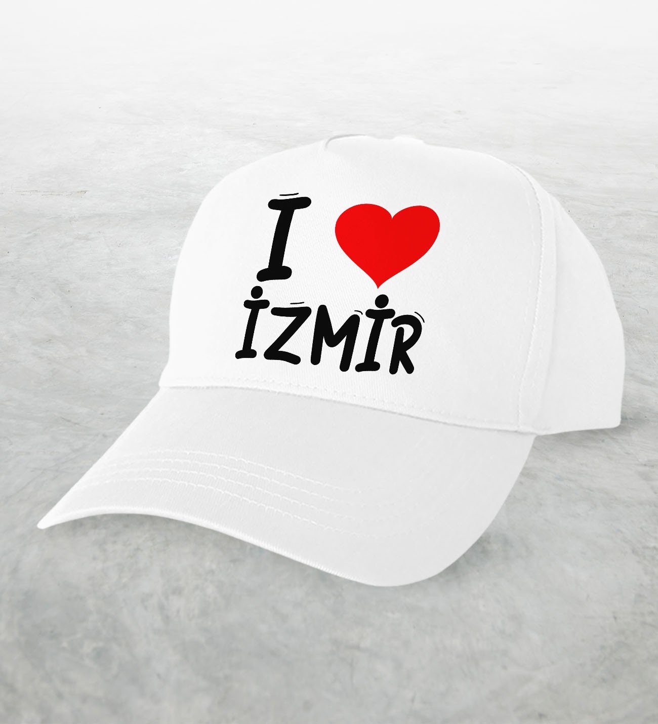 BK Gift I Love İzmir Tasarımlı Beyaz Şapka - Model 1
