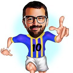 Kişiye Özel Sarı Lacivert Futbolcu Karikatürlü Sosyal Medya Dijital Profil Fotoğrafı - Model 1