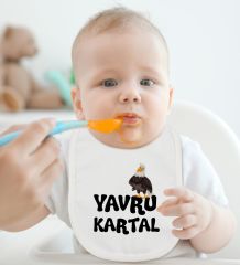 BK Kids Yavru Kartal Tasarımlı Beyaz Bebek Body Zıbın ve Mama Önlüğü Hediye Seti-1