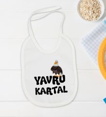 BK Kids Yavru Kartal Tasarımlı Beyaz Bebek Body Zıbın ve Mama Önlüğü Hediye Seti-1