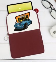 BK Gift Street Racer Tasarımlı Taşınabilir Koruyucu Tablet Kılıfı & Organizer Çanta - Bordo-1