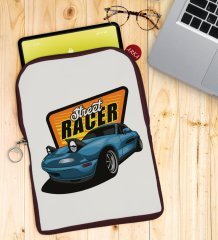 BK Gift Street Racer Tasarımlı Taşınabilir Koruyucu Tablet Kılıfı & Organizer Çanta - Bordo-1