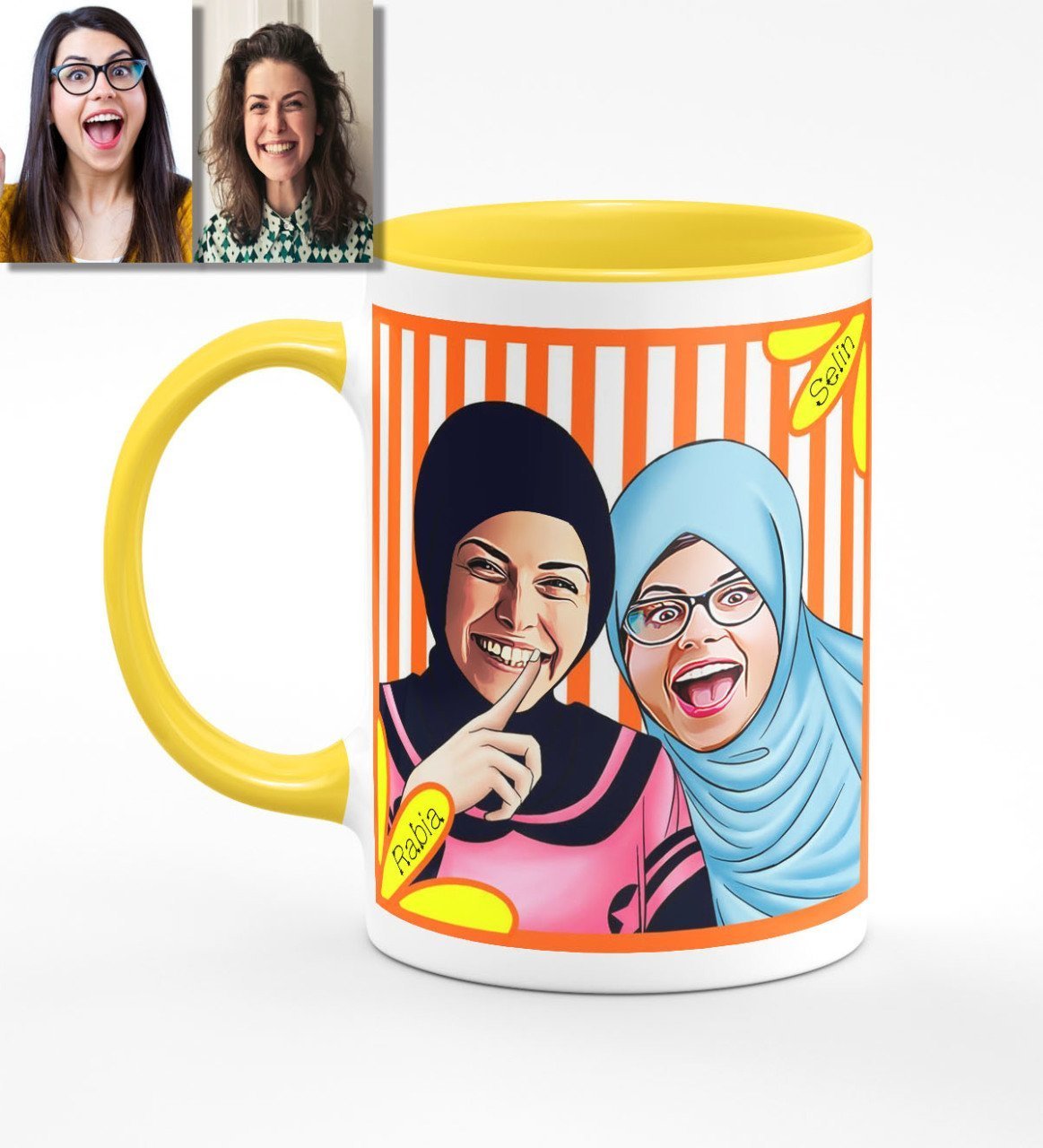 Kişiye Özel Türbanlı Karikatürlü Sarı Kupa Bardak 37s729