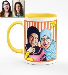 Kişiye Özel Türbanlı Karikatürlü Sarı Kupa Bardak 37s729