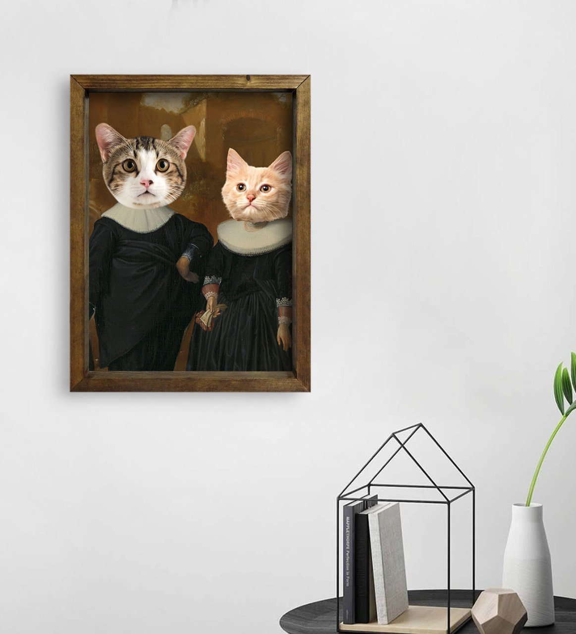 Evcil Dostlara Özel Portre Doğal Masif Ahşap Çerçeveli Tablo 45x65cm-13