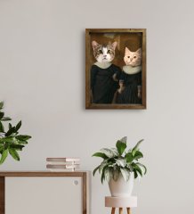 Evcil Dostlara Özel Portre Doğal Masif Ahşap Çerçeveli Tablo 45x65cm-13