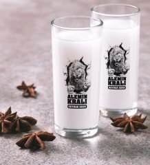 Kişiye Özel Renkli Baskılı Alemin Kralı İkili Rakı Bardağı Seti-1