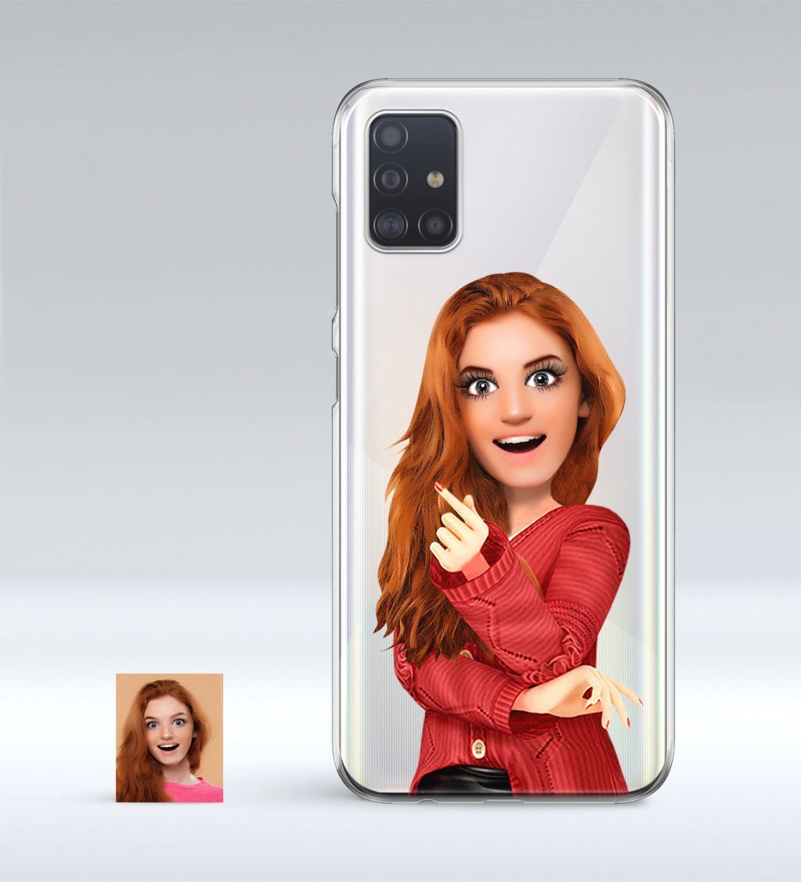 Kişiye Özel Kadın Animasyon Karikatürlü Samsung Galaxy A51 İnce Şeffaf Silikon Telefon Kapağı-2