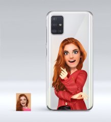 Kişiye Özel Kadın Animasyon Karikatürlü Samsung Galaxy A51 İnce Şeffaf Silikon Telefon Kapağı-2