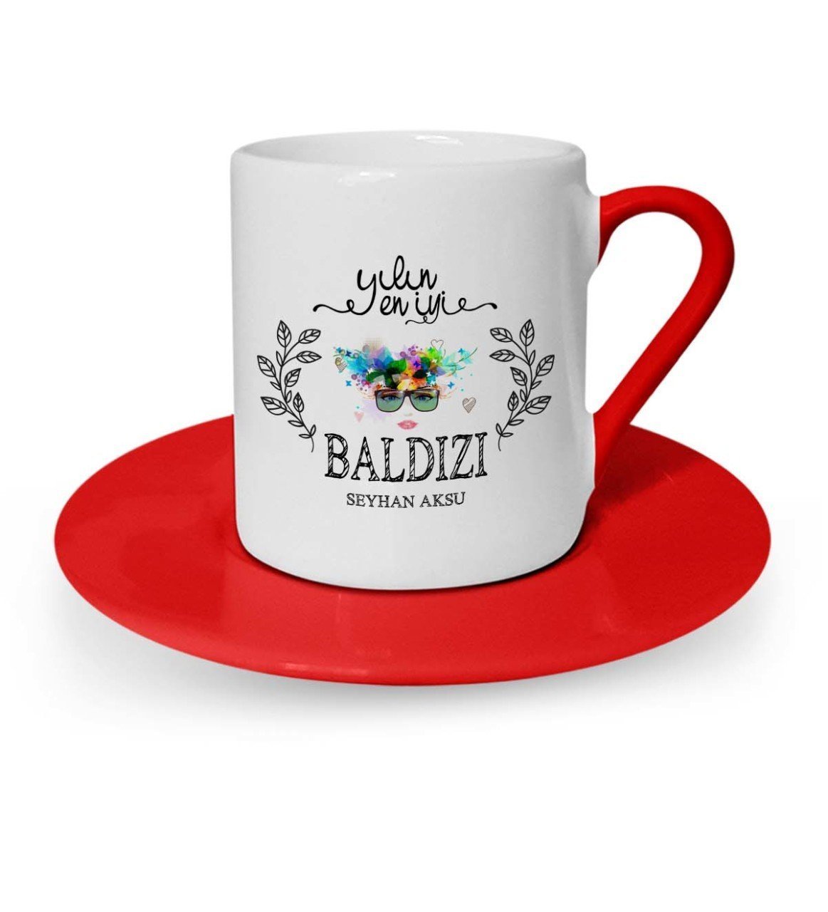 Kişiye Özel Yılın En İyi Baldızı Kırmızı Türk Kahvesi Fincanı
