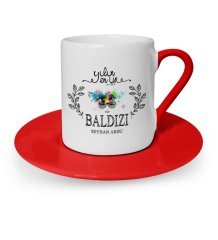 Kişiye Özel Yılın En İyi Baldızı Kırmızı Türk Kahvesi Fincanı
