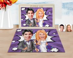 Kişiye Özel Evleniyoruz Karikatürlü 1000 Parça Profesyonel Puzzle-6