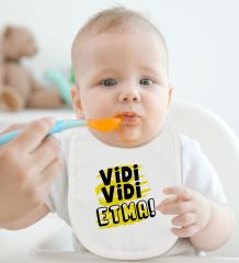 BK Kids Vidi Vidi Etma Tasarımlı Beyaz Bebek Body Zıbın ve Mama Önlüğü Hediye Seti-1