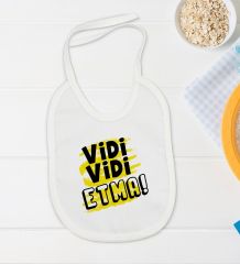 BK Kids Vidi Vidi Etma Tasarımlı Beyaz Bebek Body Zıbın ve Mama Önlüğü Hediye Seti-1