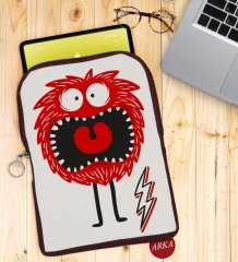 BK Gift Sevimli Canavar Tasarımlı Taşınabilir Koruyucu Tablet Kılıfı & Organizer Çanta - Bordo-1