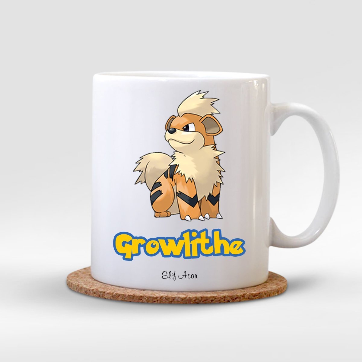 Kişiye Özel Pokemon Growlithe Beyaz Kupa Bardak