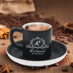 BK Gift Kişiye Özel İsimli Siyah Renk Türk Kahvesi Fincanı-11, Arkadaşa Hediye, Sevgiliye Hediye, Yıl Dönümü Hediyesi