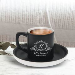 BK Gift Kişiye Özel İsimli Siyah Renk Türk Kahvesi Fincanı-11, Arkadaşa Hediye, Sevgiliye Hediye, Yıl Dönümü Hediyesi