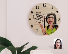 Kişiye Özel Kadın Kolay Yetişmiyor Karikatürlü Otantik Ahşap Palet Saat-5