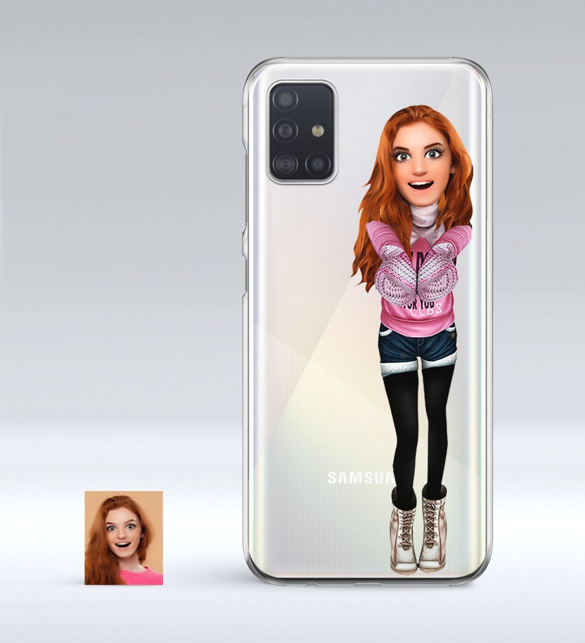 Kişiye Özel Kadın Animasyon Karikatürlü Samsung Galaxy A51 İnce Şeffaf Silikon Telefon Kapağı-1