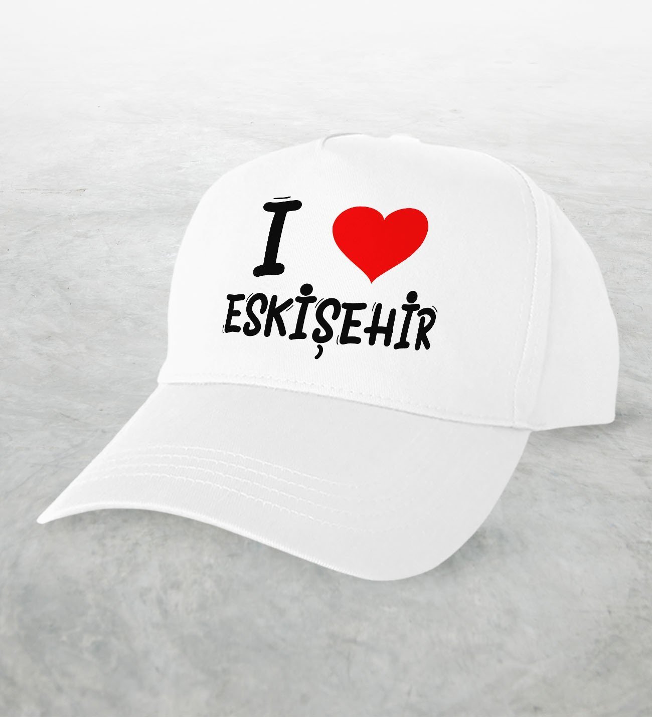 BK Gift I Love Eskişehir Tasarımlı Beyaz Şapka - Model 1