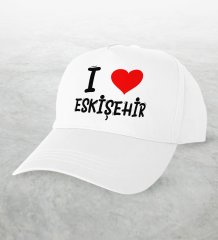 BK Gift I Love Eskişehir Tasarımlı Beyaz Şapka - Model 1