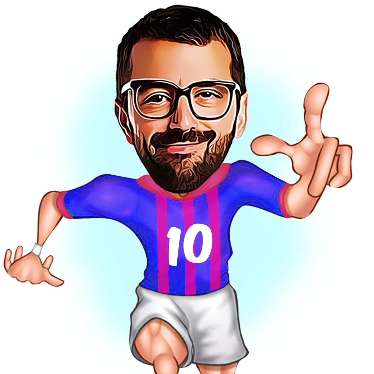 Kişiye Özel Bordo Mavi Futbolcu Karikatürlü Sosyal Medya Dijital Profil Fotoğrafı - Model 1