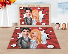 Kişiye Özel Evleniyoruz Karikatürlü 1000 Parça Profesyonel Puzzle-5