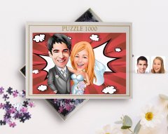 Kişiye Özel Evleniyoruz Karikatürlü 1000 Parça Profesyonel Puzzle-5