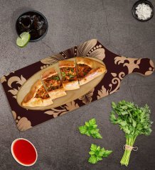 BK Gift Retro Motif Tasarımlı Dikdörtgen Şeklinde Doğal Ahşap Servis ve Sunum Tabağı Model 7