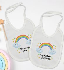 BK Kids Anne ve Baba Tasarımlı 2’li Beyaz Mama Önlüğü-3