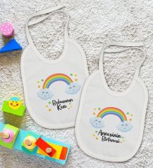 BK Kids Anne ve Baba Tasarımlı 2’li Beyaz Mama Önlüğü-3