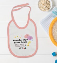 BK Kids Anneannem Tasarımlı Pembe Bebek Mama Önlüğü