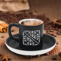 BK Gift Kişiye Özel İsimli Siyah Renk Türk Kahvesi Fincanı-10, Arkadaşa Hediye, Sevgiliye Hediye, Yıl Dönümü Hediyesi