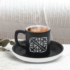 BK Gift Kişiye Özel İsimli Siyah Renk Türk Kahvesi Fincanı-10, Arkadaşa Hediye, Sevgiliye Hediye, Yıl Dönümü Hediyesi