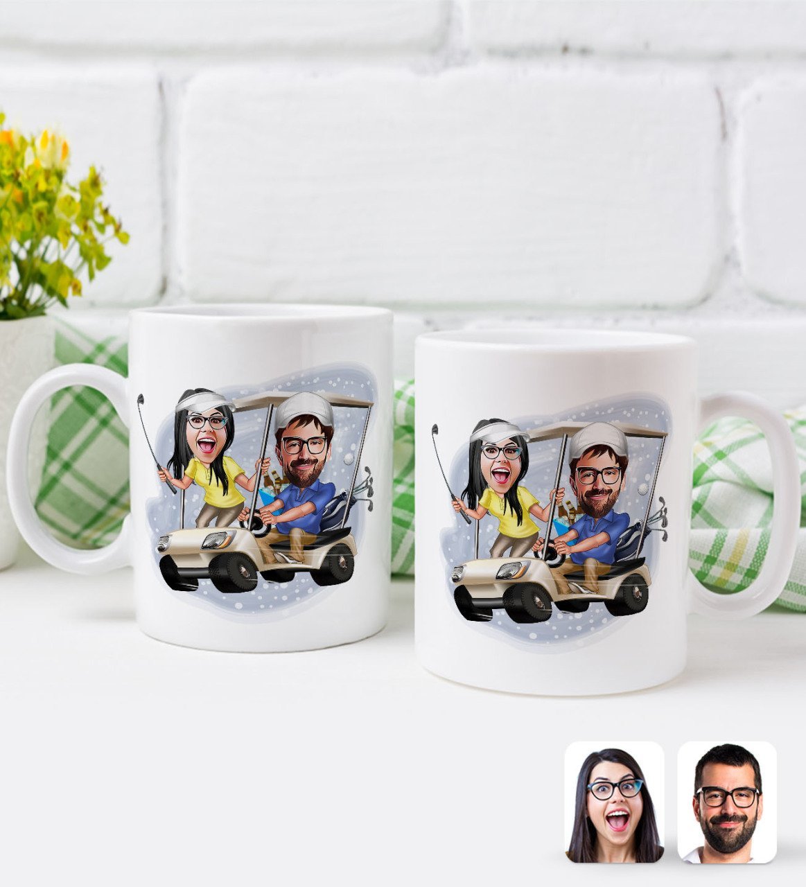 Kişiye Özel Sevgililer Karikatürlü İkili Kupa Bardak-96