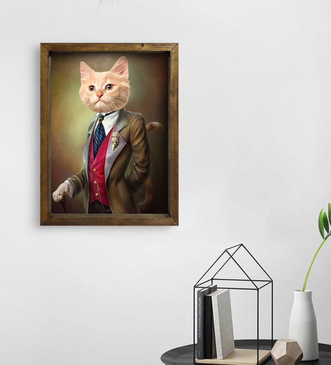 Evcil Dostlara Özel Portre Doğal Masif Ahşap Çerçeveli Tablo 45x65cm-37