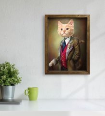 Evcil Dostlara Özel Portre Doğal Masif Ahşap Çerçeveli Tablo 45x65cm-37