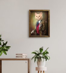 Evcil Dostlara Özel Portre Doğal Masif Ahşap Çerçeveli Tablo 45x65cm-37