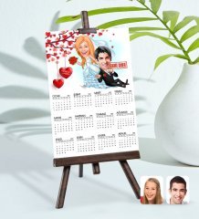 BK Gift Kişiye Özel 15x21 cm Fotoğraf Kartlı Evleniyoruz Karikatürlü Şövaleli 2023 Takvim -2