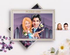 Kişiye Özel Evleniyoruz Karikatürlü 1000 Parça Profesyonel Puzzle-4