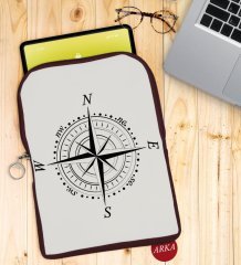 BK Gift Pusula Tasarımlı Taşınabilir Koruyucu Tablet Kılıfı & Organizer Çanta - Bordo-2