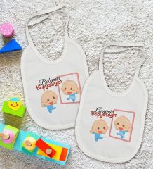 BK Kids Anne ve Baba Tasarımlı 2’li Beyaz Mama Önlüğü-2