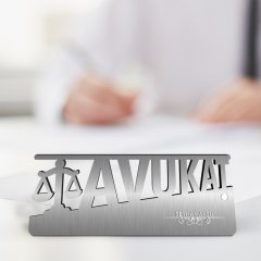 Kişiye Özel Mesleki Avukat Ahşap Masa İsimliği (Model E6)