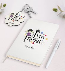 Kişiye Özel Evin Prensi Beyaz Defter Kalem ve Anahtarlık Hediye Seti