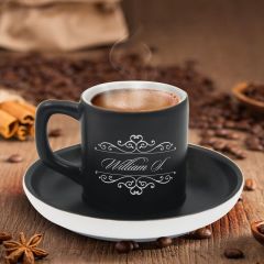 BK Gift Kişiye Özel İsimli Siyah Renk Türk Kahvesi Fincanı-9, Arkadaşa Hediye, Sevgiliye Hediye, Yıl Dönümü Hediyesi