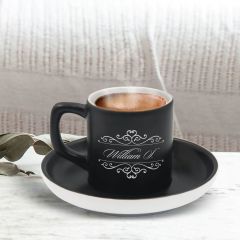 BK Gift Kişiye Özel İsimli Siyah Renk Türk Kahvesi Fincanı-9, Arkadaşa Hediye, Sevgiliye Hediye, Yıl Dönümü Hediyesi