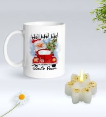 Yılbaşı Hediyesi BK Gift Kişiye Özel Yeni Yıl Tasarımlı Beyaz Kupa Bardak ve Kokulu Kar Tanesi Mum Hediye Seti-2, Sevgiliye Hediye, Arkadaşa Hediye