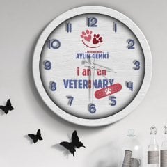 Kişiye Özel Mesleki Veteriner Hekim Ahşap Duvar Saati - 1